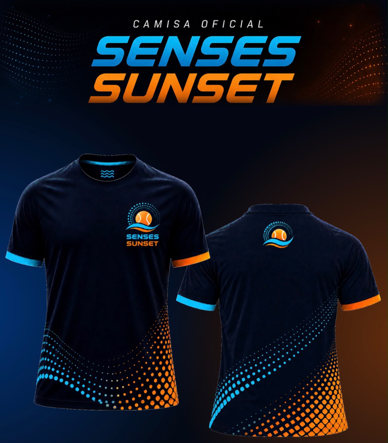 Camisa oficial Senses Sunset — frente e costas